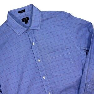 J.Crew Ludlow Dress Shirt 120's 2-Ply Cotton Check Button Down Blue‎ Mens Medium